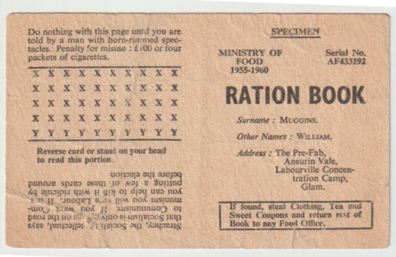 GB Ration Book Cover Specimen with “lets Vote Labour “Advertisement
