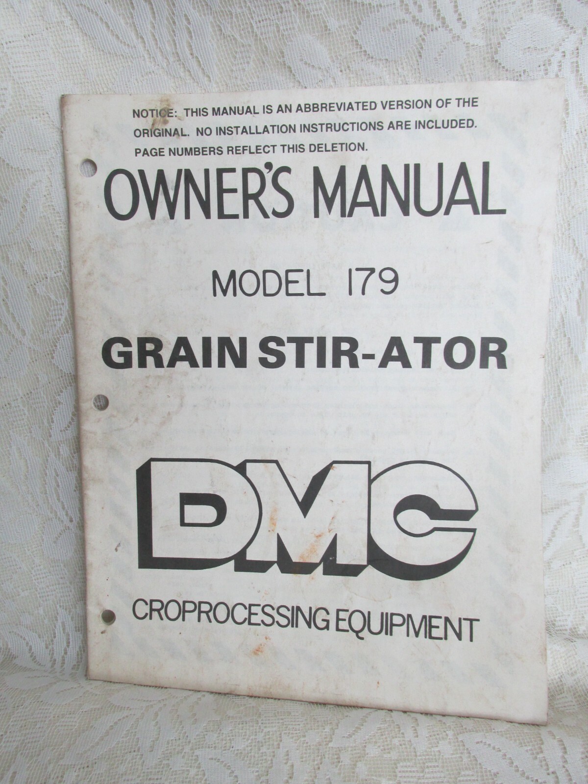 DMC Kalke-Murphy Owner’s Manual Model 179 Grain Stir-Ator