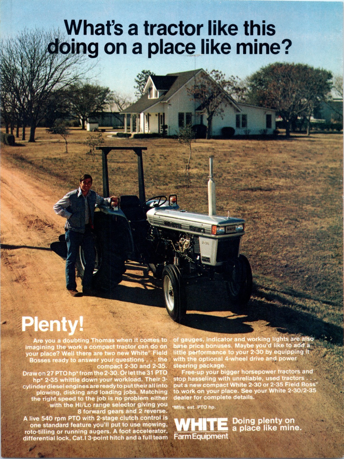 1979 White Farm Equipment 2-35 Field Boss Tractor 70’s Vintage Print Ad