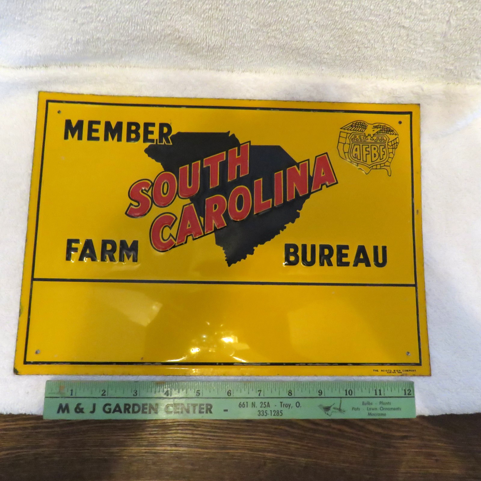 Vintage South Carolina Farm Bureau Member Metal Sign Advertising Scioto Sign Co